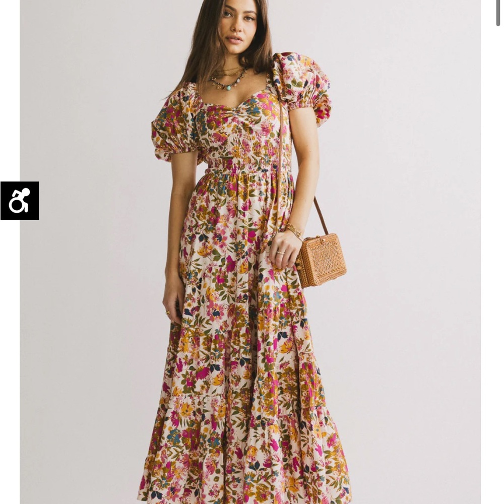 Bohme Robbie Floral Midi Dress in Pink NWT